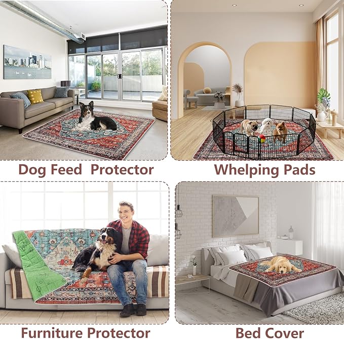 Extra Large Washable Pee Pads for Dogs (72"x72"), Upgrade Reusable Puppy Pads with Non-Slip Rug Pad, Super Thickening Absorbent Leakproof Dog Traning Pads Whelping Pad for Dogs, Doggie-PurrikoPets