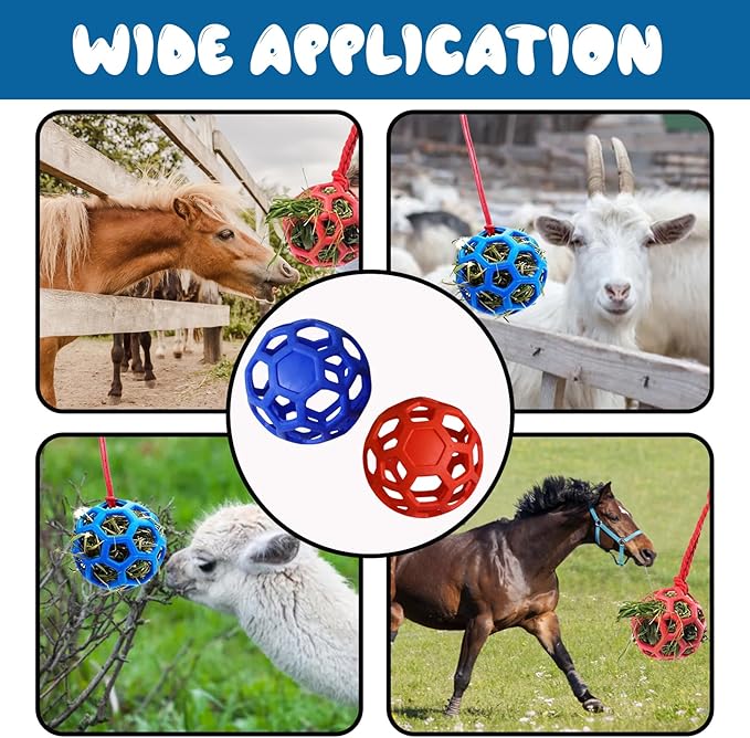 2 Pcs Novelty Hay Ball for Horses to Play with and Relieve Stress, Bright Color Hay Balls for Goats to Avoid Boredom-PurrikoPets