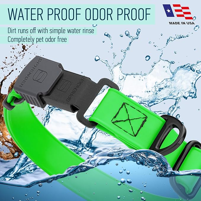 Dogline Biothane Waterproof Dog Collar with Herm Sprenger Black Stainless Steel Quick Release Buckle – Heavy Duty Tactical Durable Collar for Dogs – Comfortable and Safe Pet Collar W3/4" L12-19 Green-PurrikoPets