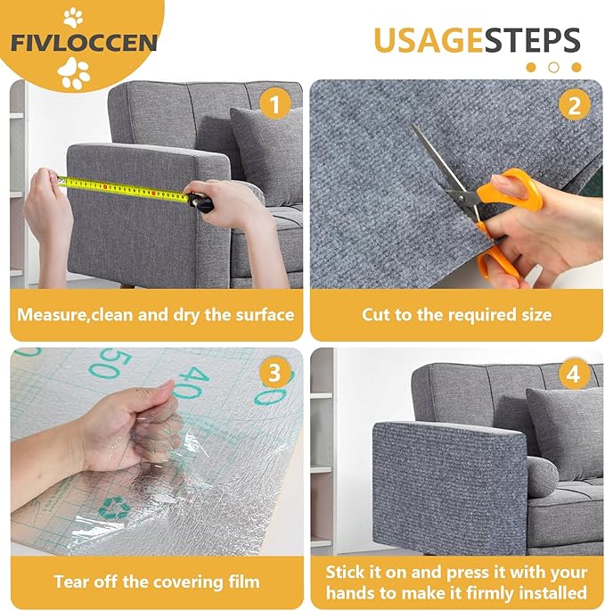 78.7"x15.8"Self-Adhesive Climbing Cat Scratch Protector Pads - Trimmable Furniture Guard for Sofa, Walls & Floors, DIY Cat Tree/Tower/Bed, Replaceable Scratch-Resistant Mats (Light Gray)-PurrikoPets