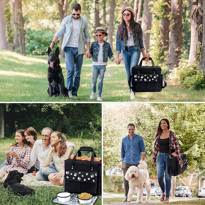 Dog Travel Bag, Airline Approved Dogs Bags for Traveling, 2 Dog 's Food Travel Container and Collapsible Bowls, Weekend Pet Travel Bags-PurrikoPets