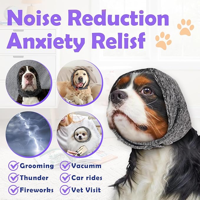 Dog Noise Cancelling Ear Muffs No Flap Ear Wraps for Dogs-PurrikoPets