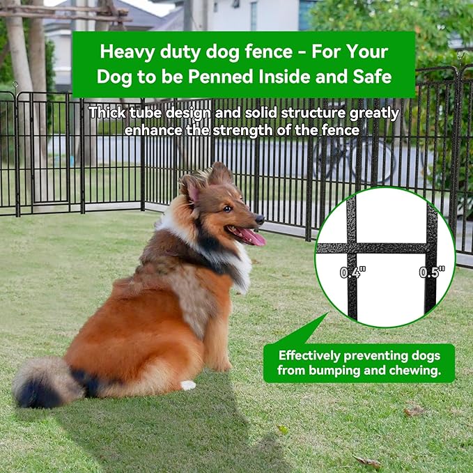 Dog Playpen Outdoor 24 Panels Heavy Duty Dog Fence 47" Height with Thick Pipe Anti-Rust with Doors Portable for RV Camping Yard, Total 54FT, 227 Sq.ft, Snowy Black-PurrikoPets