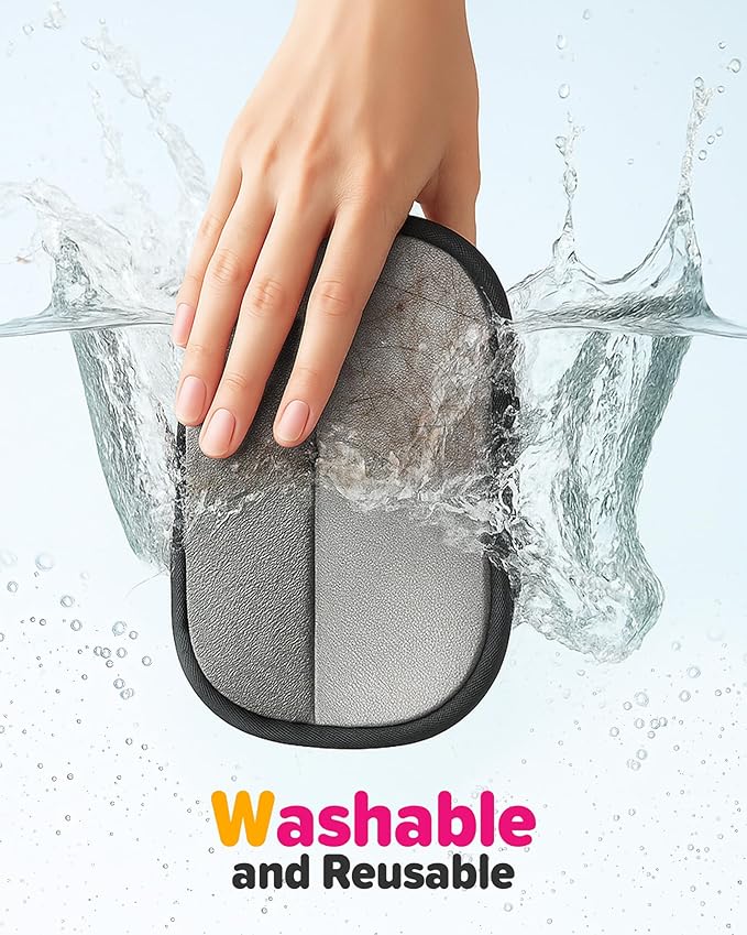 2025 Thickened Electrostatic Pet Hair Removal Gloves (2 Pcs) - Reusable Strong Grooming Gloves for Cats & Dogs, Hair Remover for Couch, Furniture, Carpet, Car Seats & Clothing (Pink)-PurrikoPets