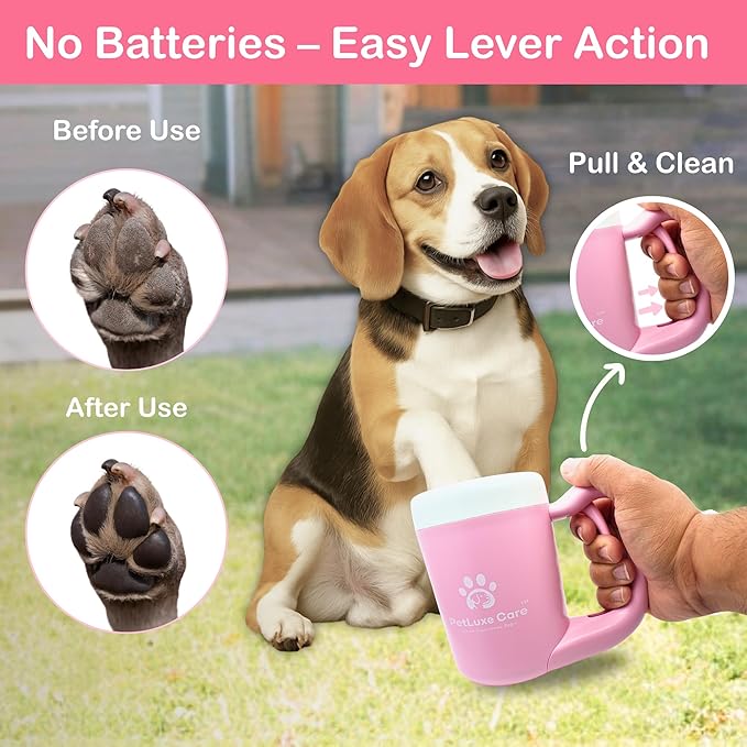 Dog Paw Cleaner for Small & Medium Dogs – Portable Paw Washer Cup with Soft Silicone Brush, Towel & Moisturizing Balm – Gently Cleans Muddy Paws After Walks (Pink, Medium)-PurrikoPets
