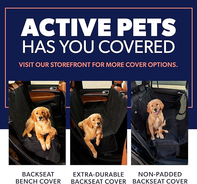 Active Pets Dog Car Seat Cover, Waterproof Front Seat Protector for SUV Truck Sedan, Pet Safety Travel Comfort System with Universal Fit, Black-PurrikoPets