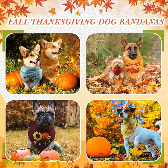200 Pcs Fall Thanksgiving Dog Bandana Bulk with Sayings Pet Triangle Scarf Bibs Washable Puppy Kerchief Adjustable Grooming Supplies for Small Medium Large Dog Cat Costume Accessories-PurrikoPets