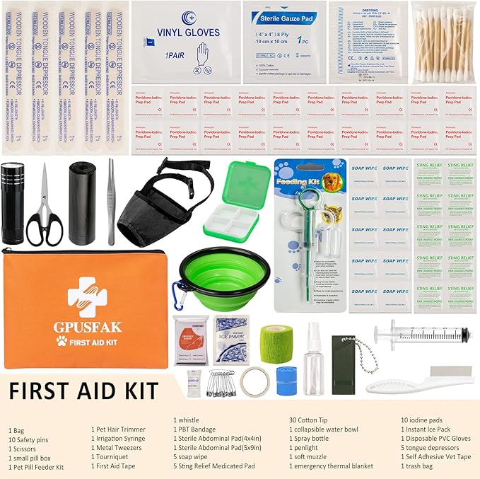 Dog First Aid Kit - Pet First Aid Kit for Dogs Pet Emergency Kit with Pets First Aid Supplies for Home Camping Hiking Traveling-PurrikoPets