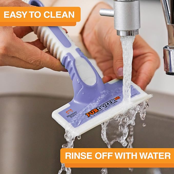 FurDozer X6 Pet Hair Remover & Auto Detailing Tool - Cat & Dog Hair Remover for Carpets, Car Interiors, Couches, Bedding, & Furniture - Reusable Pet Hair Removal Tool for Cat & Dog Fur & Lint, Purple-PurrikoPets