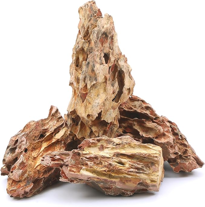 6-8 Inches Natural Dragon Stone 4 PCS Aquarium Rocks for Aquascaping, Aquarium Landscaping, Terrariums, Fish Tank Decoration, Vivariums, Paludarium, Reptile and Amphibian Enclosures-PurrikoPets