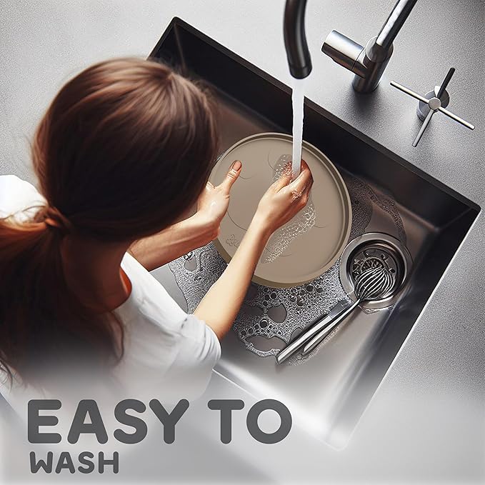 Dog Food Mat Round 10" - Raised Edges Dogs Mat for Food and Water Prevent Spill, Waterproof Cat Food Mats Protect Floors, Easy Clean Dog Bowl Mats for Food and Water, Silicone Pet Feeding Placemats-PurrikoPets