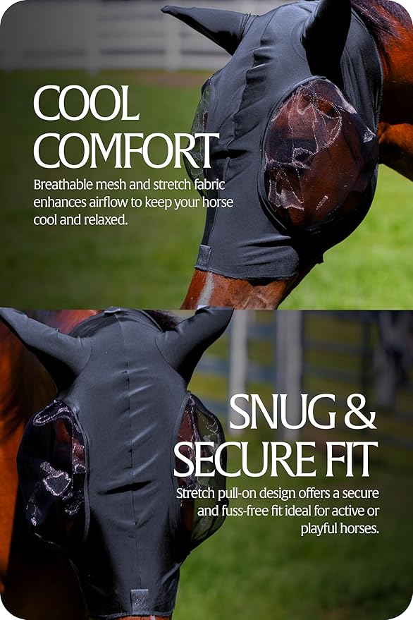 Equinavia Bug Out Fly Mask | Against Flies, Insects, UV Rays - Carbon Grey - Horse-PurrikoPets