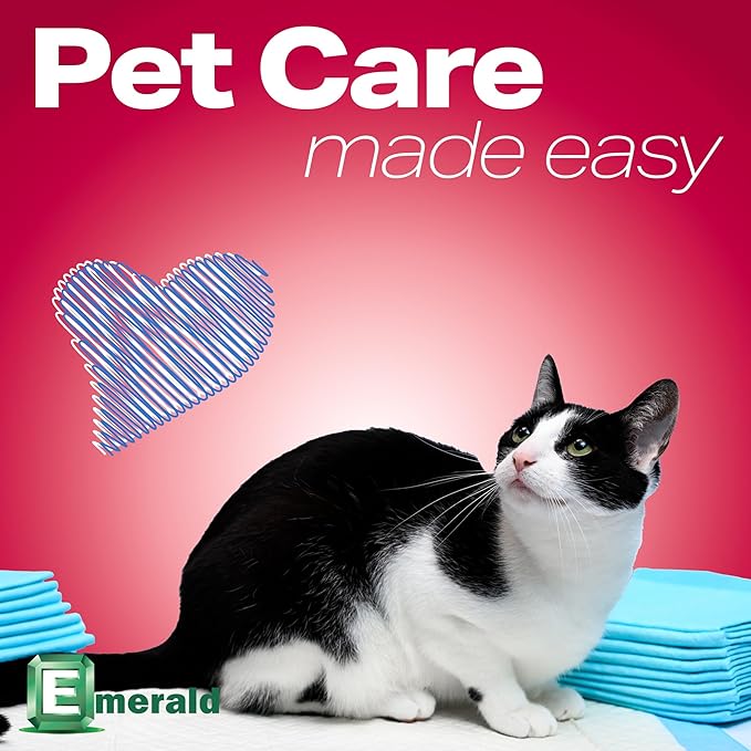 Emerald Incontinence Underpads, 50 Pads, Waterproof Plastic Backing, Highly Absorbent Cotton Fluff, Non-Skid, for Bedwetting, Pets, Seniors-PurrikoPets