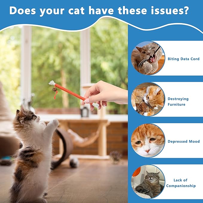 3pcs Safe Cat Rope Toy,Teeth Clean Toy for Cat, Cat Chew Toys for Indoor Cat,Kitten Interactive Toys-PurrikoPets