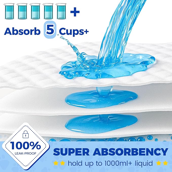Dog Pee Pads Extra Large 28"x34" - 100 Pack Super Absorbent XLarge Puppy Pads 100 Count Leak-Proof Disposable XL Pet Potty Training Pads for Dogs, Puppies, Doggy-PurrikoPets