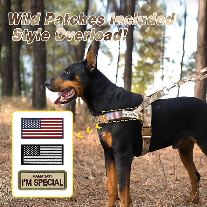 Forestpaw No Pull Dog Harness - Soft Flannel Padded Tactical Dog Vest Harness with Quick Release Buckle, Adjustable Reflective Pet Harness for Large Dogs Walking Training,Brown Camouflage L-PurrikoPets