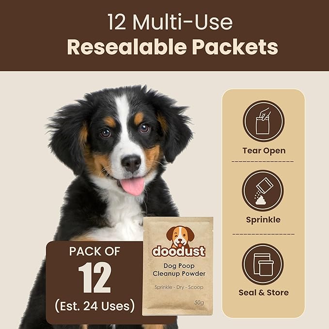 Doodust Dog Poop Clean Up Powder, Poop Hardener & Yard Cleaner, Biodegradable, Pet-Safe, Stops Odor and Makes Pickup Easy-PurrikoPets