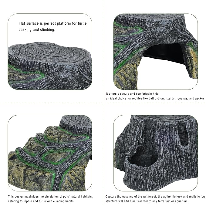 Gecko Tank Accessories, Tortoise Habitat Accessories, Ball Python Tank Accessories, Large Snake Hides, Perfect Terrarium Decor for Reptile Gecko Basking Humid Hiding (Large)-PurrikoPets