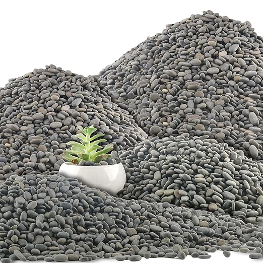 45 LB Natural River Rocks Mexican Beach Pebbles, 0.3-0.6 Inch Natural Unpolished Bulk Rocks, Pebbles for Landscaping Garden Paving Plant, Rocks for Walkways Outdoor Decorative Stone, Grey-PurrikoPets