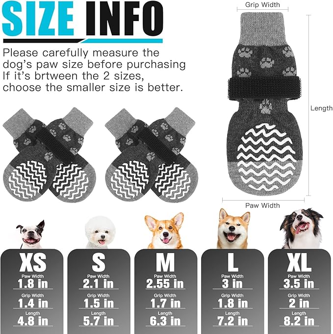 EXPAWLORER Anti Slip Dog Socks to Prevent Licking Paws, Dog Shoes for Hot Pavement, Dog Booties for Small Medium Large Senior Dogs, Traction Control Dog Boots & Paw Protectors for Hardwood Floors-PurrikoPets