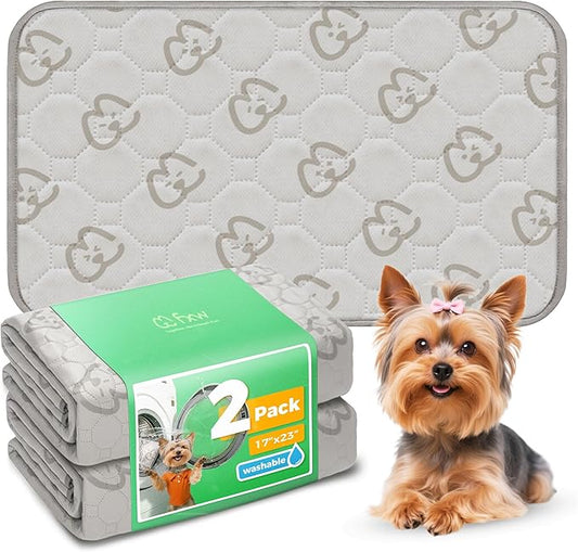 FXW Washable Pee Pads for Dogs, Puppy Pads with Super Absorbent, Specifically Designed for 24inch Cages, 23" × 17" Rectangle, Khaki, 2 Packs-PurrikoPets
