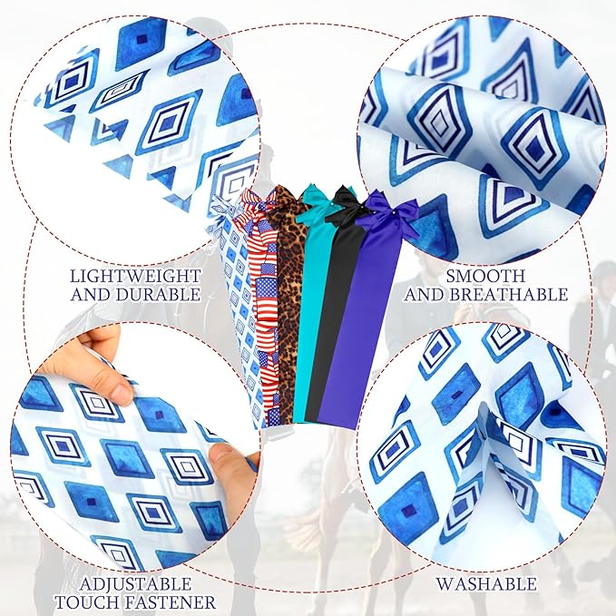 6 Pcs Horse Tail Bag Breathable Guard 22" Slip on Horse Care Tail Wrap 2 Strand Closure Straps Grooming Supplies to Keep from Dirt Breakage Rubbing 6 Designs(Modern Style)-PurrikoPets