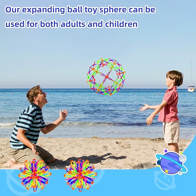 2Pcs Colorful Sphere Expandable Breathing Balls Fidget Toy-Stress Reliever ,Collapsible Expanding Magic Ball Toys from 6" to 12"for Kids & Adults Mindfulness Meditation Practices,Yoga -ADHD-PurrikoPets