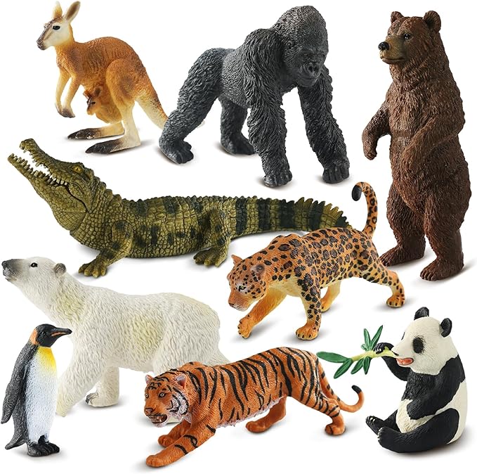 9 PCS Zoo Animal Toys for Kids 3-5 Realistic Plastic Wild Animal Figurine Toys Educational Learning Toy for Kids Boys Girls Toddlers-PurrikoPets