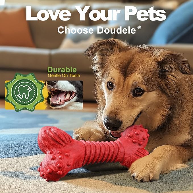 Dog Toys for Aggressive Chewers, Dog Toys for Medium Large Dogs, Natural Rubber Dog Chew Toys with Beef Flavor, Indestructible Chew Toys for Aggressive Chewers (red)-PurrikoPets