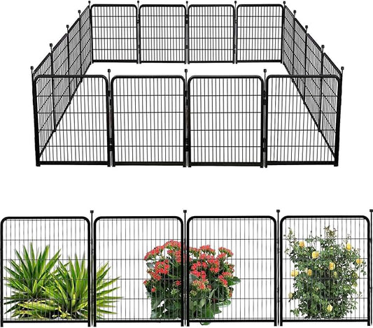 Doorless Dog Playpen 56inch 10 Panels, Dog Fence Outdoor for Yard, Garden Fence for Medium/Large Pets. Black Dog Pens Total22.1 Ft(L)-PurrikoPets