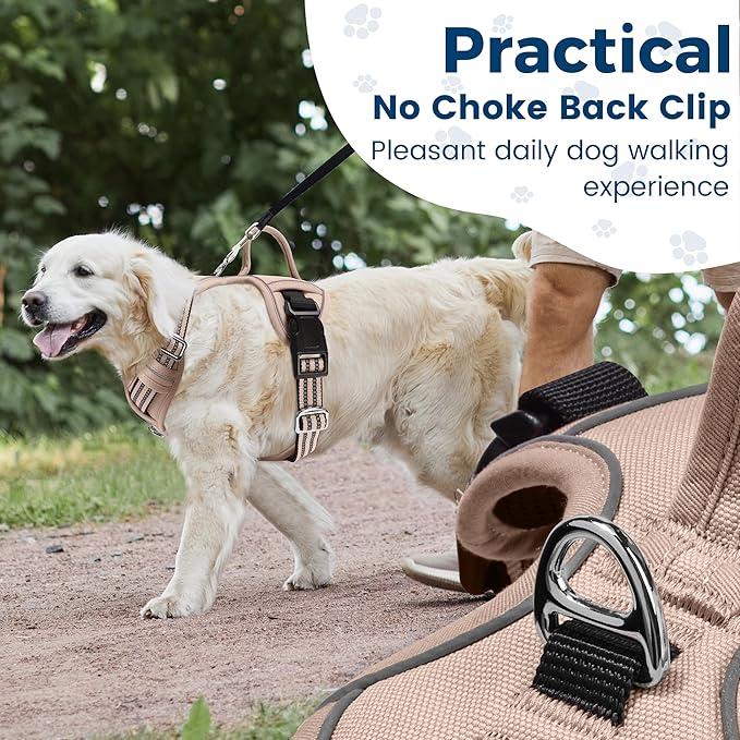Funfox Dog Harness No Pull, Adjustable Pet Vest Harness, Super Soft Material with Vertical Handle Easy Control, Reflective Night Walking, 2 Leash Clips for Small Sized Dogs, Brown, S-PurrikoPets