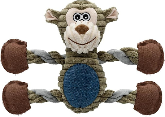 Dog Toys for Large Dog - Plush Squeaky Medium & Small Dog Toys - Stuffed Animals Puppy Toys - Funny Cute Dog Toys for Dog Birthday Presents (Monkey)-PurrikoPets