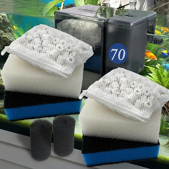 2 Sets of Upgraded Three-Stage Filtration Fish Tank Filter for AquaClear 70 Power Filter, 2 Set of Replacement Maintenance Kit for Fish Tank Filter for 40- to 70-Gallon Aquariums-PurrikoPets