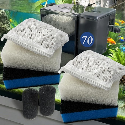 2 Sets of Upgraded Three-Stage Filtration Fish Tank Filter for AquaClear 70 Power Filter, 2 Set of Replacement Maintenance Kit for Fish Tank Filter for 40- to 70-Gallon Aquariums-PurrikoPets