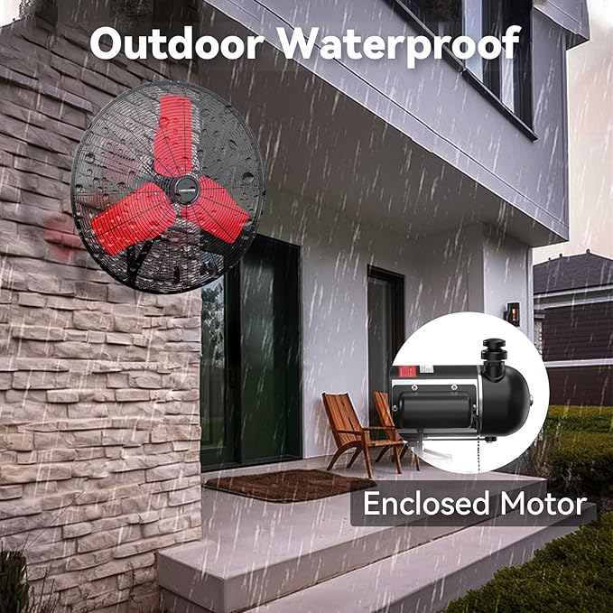 24 Inch 9500 CFM Waterproof Wall Fan Pro Series - Outdoor High Velocity Wall Mount Fan with Enclosed Motor for Residential, Warehouse, Patio, Shop, Garage, Barn UL Safety Listed-PurrikoPets