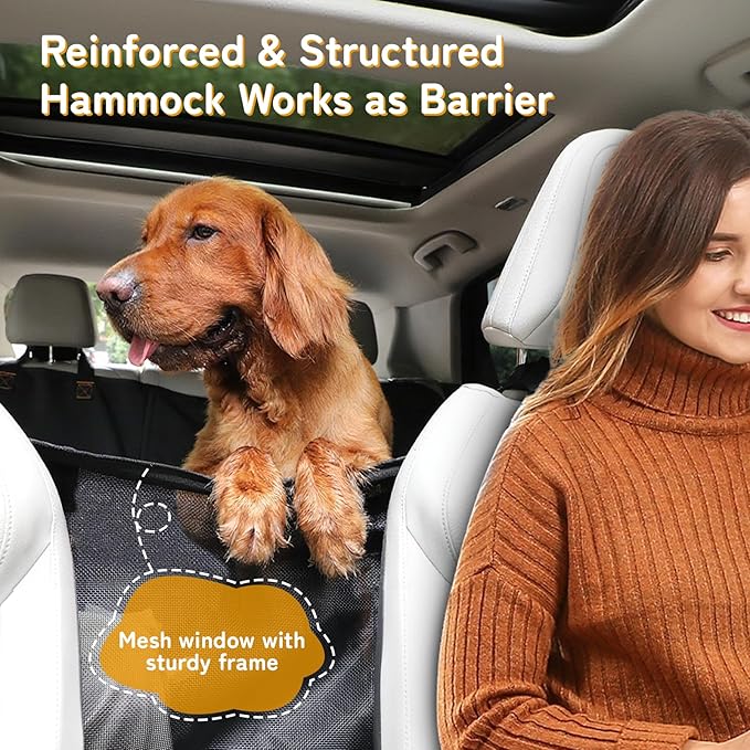 Full-Coverage Dog Seat Cover for Back Seat, 600D Ripstop Dog Hammock for Car,100% Waterproof CarSeat Protector, Suv Cargo Liner for Dogs, Armrest&Child Car Seat Accessible,Install Once,Stay Put-PurrikoPets