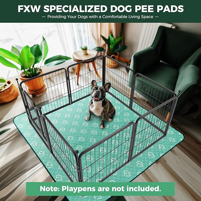 FXW Washable Pee Pads for Dogs, Puppy Pads with Super Absorbent, Specifically Designed for FXW Rollick/Homeplus 24inch 8 Panels Dog Playpen, 63" Square, Green, 1 Pack-PurrikoPets