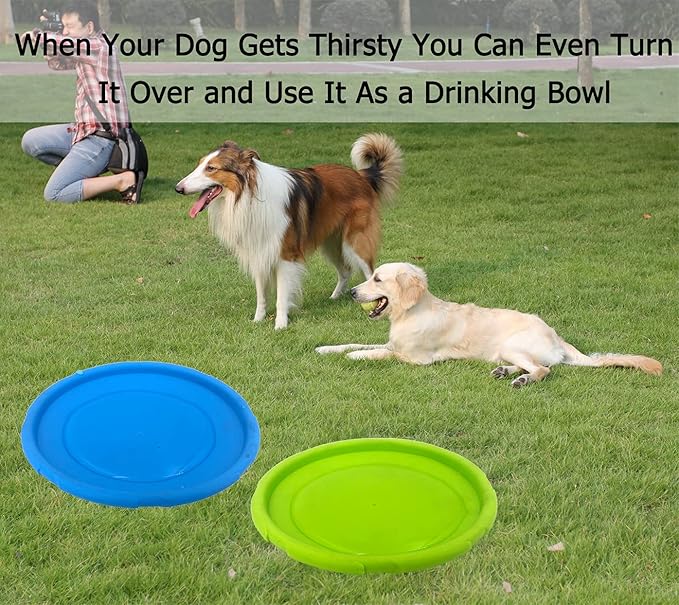 Dog Flying Disc, 2 Pack Dog Flyer Toys, Soft Rubber Interactive Lightweight Flying Disc Dog Toy for Small Large Dogs - Floats in Water & Safe on Teeth, 7.2 inch.-PurrikoPets