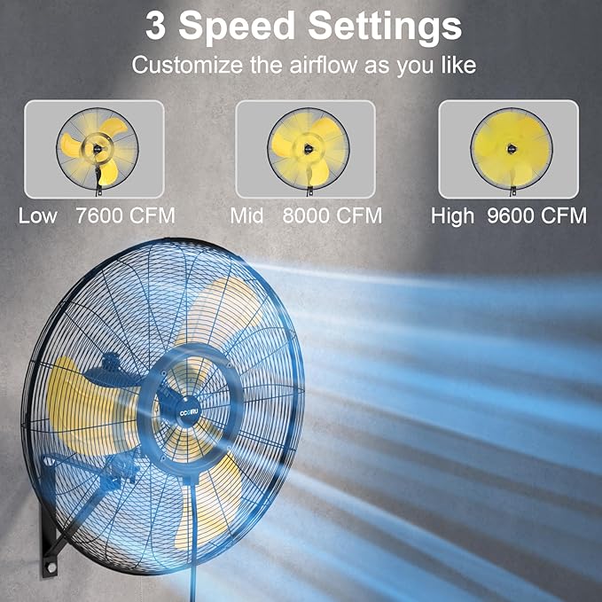 9600 CFM 30" Outdoor Wall Mount Misting Fans, High Velocity 3-Speed Waterproof Professional Oscillating Wall Fan, Heavy Duty Industrial Fan for Commercial, Garage, Warehouse, UL Listed-PurrikoPets