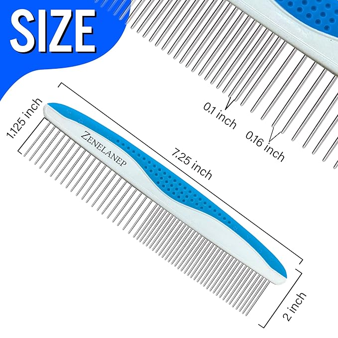 Dog Grooming Comb for Matting – Metal Dematting Comb with Stainless Steel Teeth & Non-Slip Handle (Style 1)-PurrikoPets