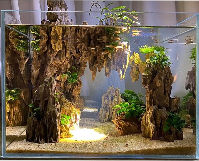 Dragon Rocks Aquarium Rock aquascaping Natural Stone Rocks Fish Tank Decor Rocks for Aquariums Landscaping Model Tank Decoration Aquarium Miniature -20Lb (2-8 inch)-PurrikoPets