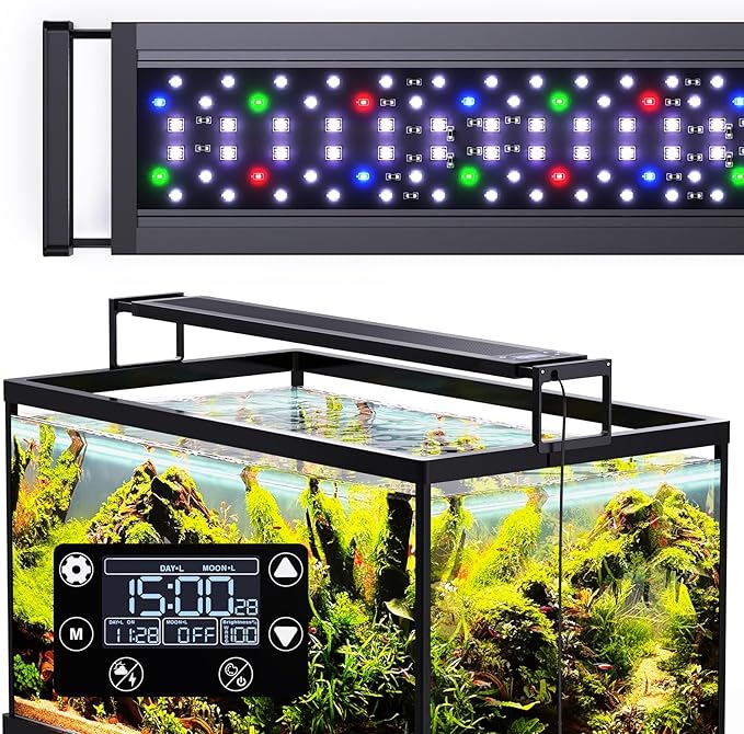 24/7 LED Aquarium Light for 24-30 Inch Fish Tank, Auto On Off with Timer, 9 Colors, Adjustable Brightness, Daylight & Moonlight Mode, Full Spectrum Fish Tank Light for Plants, 36W-PurrikoPets