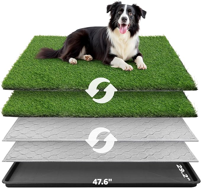 Dog Grass Large Potty Patch, Dog Litter Boxes Artificial Grass Bathroom Turf for Pet Training, Washable Puppy Pee Pad, Perfect Indoor/Outdoor Portable Potty Pet Loo-PurrikoPets
