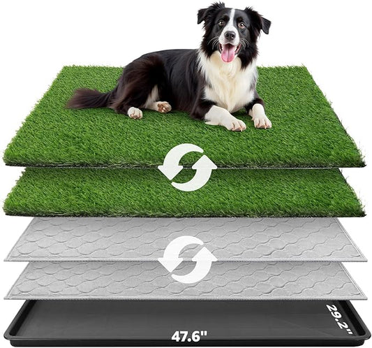 Dog Grass Large Potty Patch, Dog Litter Boxes Artificial Grass Bathroom Turf for Pet Training, Washable Puppy Pee Pad, Perfect Indoor/Outdoor Portable Potty Pet Loo-PurrikoPets