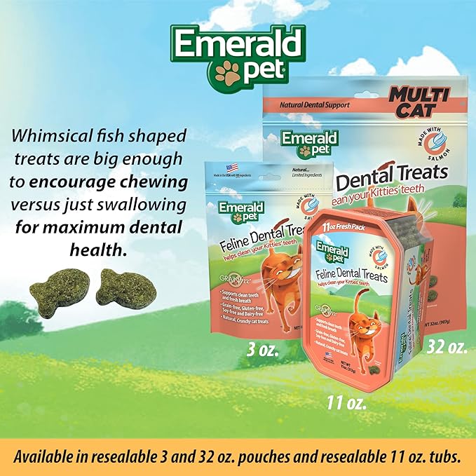 Feline Dental Treats — Tasty and Crunchy Cat Dental Treats Grain Free — Natural Dental Treats to Clean Cat Teeth, Freshen Cat Breath, and Reduce Plaque and Tartar Buildup — Salmon Treats, 11 oz-PurrikoPets