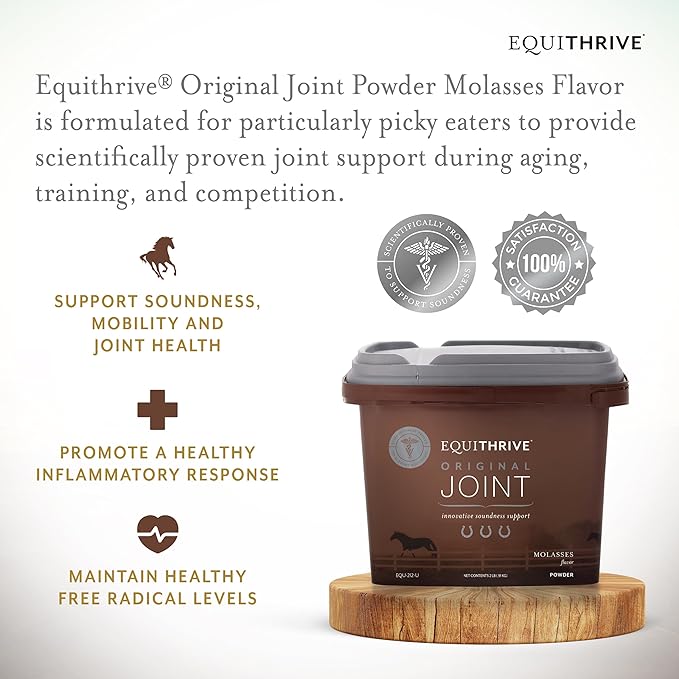 Equithrive Original Joint Supplement Powder with Resveratrol and Hyaluronic Acid for Horses, Equine Care, Molasses Flavor, 2 lbs-PurrikoPets