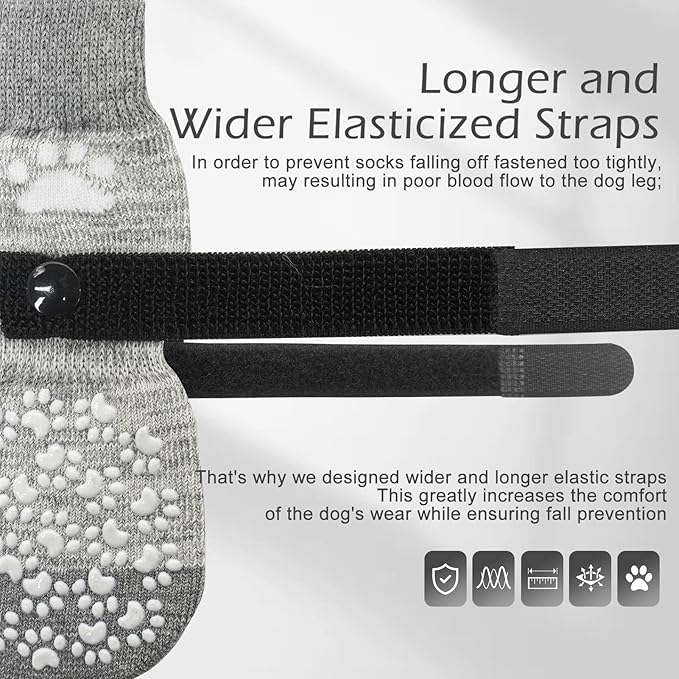 EXPAWLORER Anti Slip Dog Socks to Prevent Licking Paws, Dog Shoes for Hot Pavement, Dog Booties for Small Medium Large Senior Dogs, Traction Control Dog Boots & Paw Protectors for Hardwood Floors-PurrikoPets
