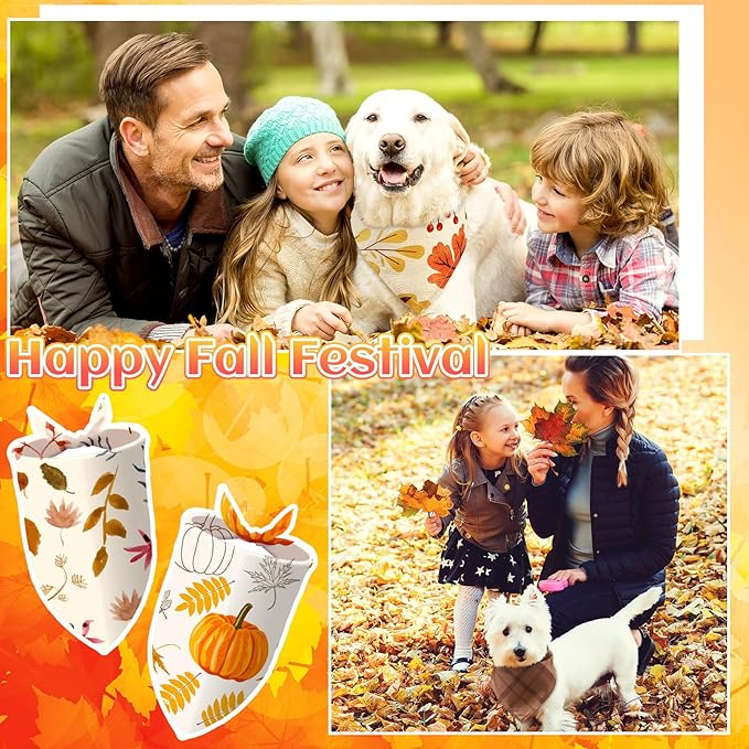 100 Pcs Fall Dog Bandanas Bulk Pet Bibs Colorful Triangle Scarf Autumn Pet Bandanas for Medium Large Dogs Fall Autumn Harvest Festival Costume Decor-PurrikoPets