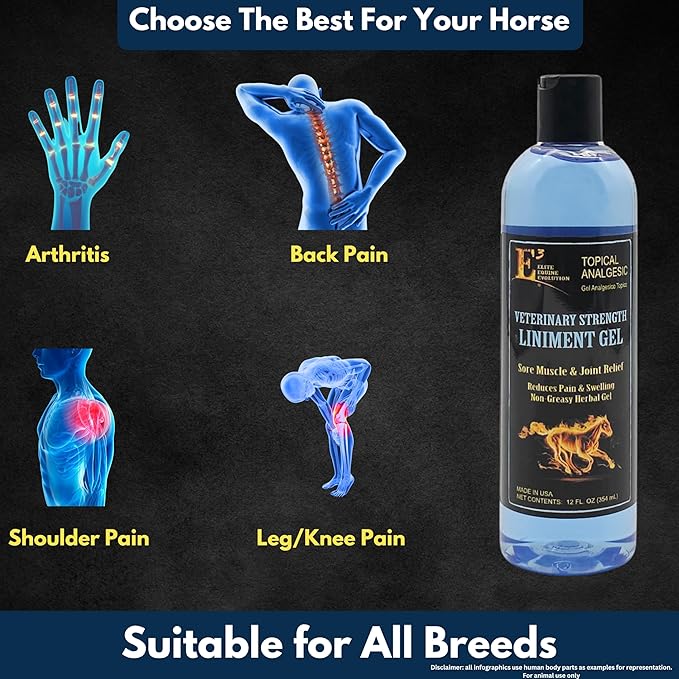 E3 Veterinary Strength Liniment Gel for Sore Muscle & Joint Relief - Reduces Pain & Swelling - Horse Liniment for Humans & Pets - Arthritis Aid - Non-Greasy Herbal Formula- Topical Analgesic-PurrikoPets