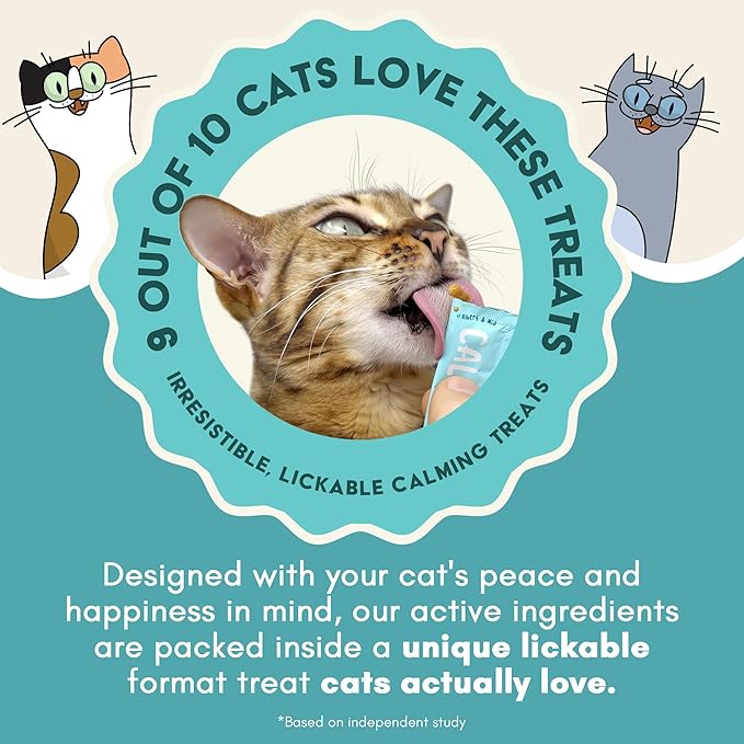 ALBERT & MIA Calming Sticks Lickable Calming Cat Treats for Stress and Anxiety Relief for Cats, Irresistible - Vet Recommended (Sleeping Aid, Vet Visits, Grooming, Car Rides, Plane) 20 Pack-PurrikoPets